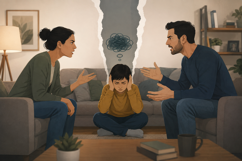 Parents experiencing tension over different parenting approaches